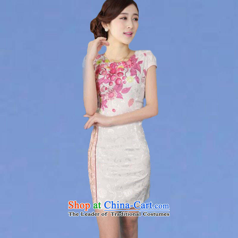 Leung Ching 2015 Spring/Summer micro-loaded cheongsam dress Stylish retro cheongsam dress daily improved Chinese dresses XXL, Green Fun Micro Sakura Mute , , , shopping on the Internet