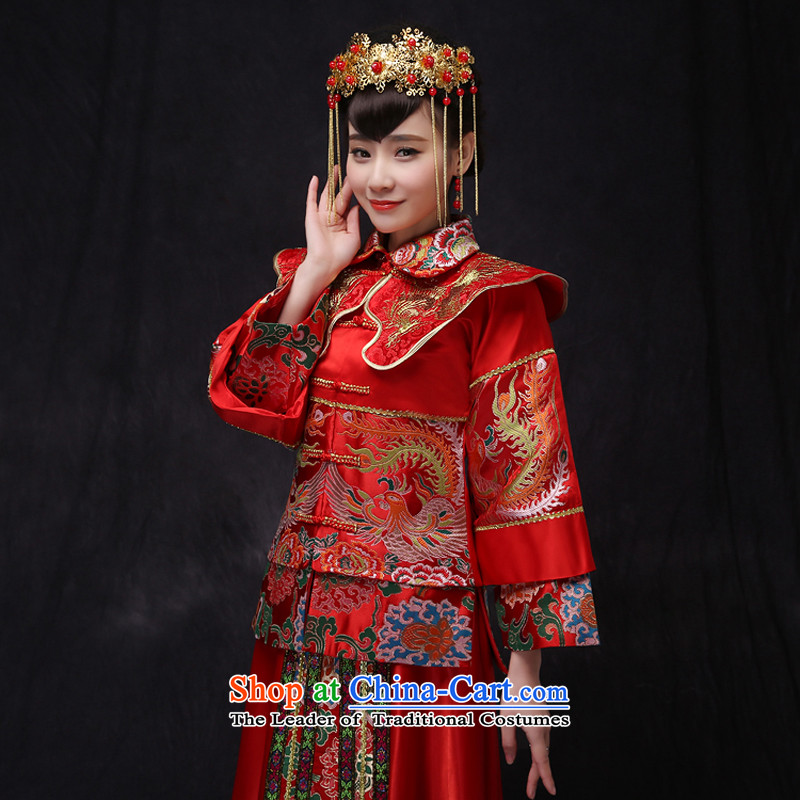 Sau Wo Saga Soo Wo Service retro-soo Wo Service brides Chinese wedding dress uniform red dragon qipao bows should start with the spring and summer wedding gown, a M of clothes, Sau Wo family shopping on the Internet has been pressed.