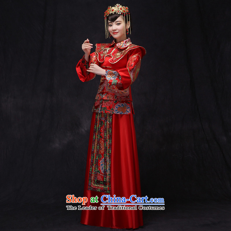 Sau Wo Saga Soo Wo Service retro-soo Wo Service brides Chinese wedding dress uniform red dragon qipao bows should start with the spring and summer wedding gown, a M of clothes, Sau Wo family shopping on the Internet has been pressed.