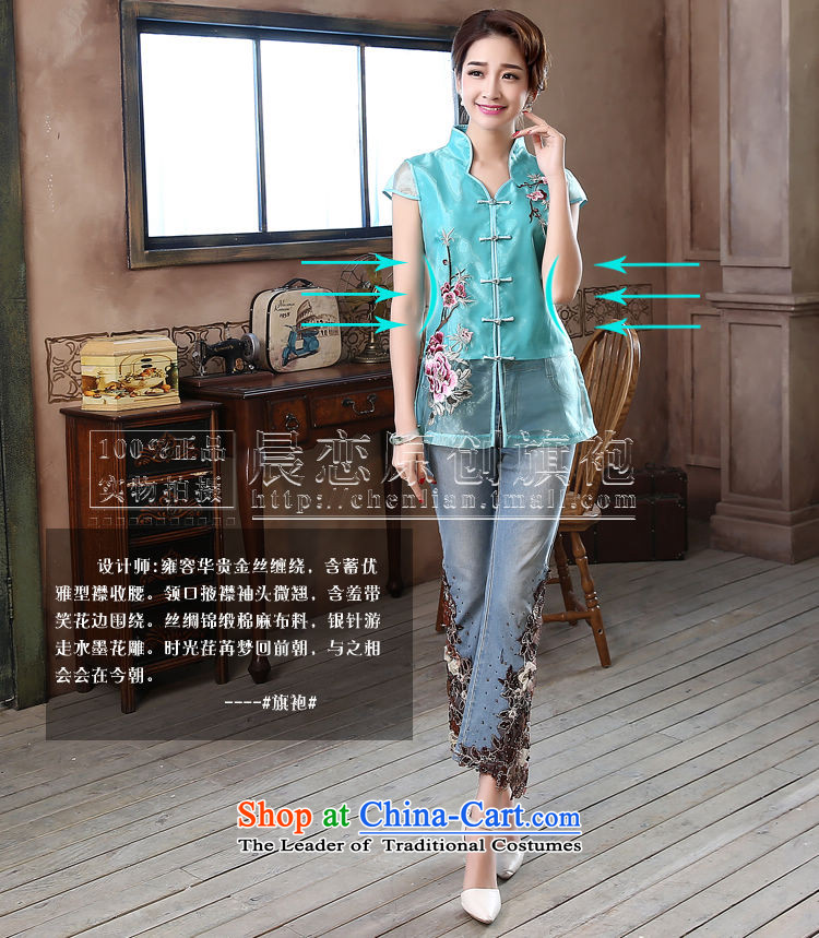 Morning new qipao Land summer short of improvement and Stylish retro CHINESE CHEONGSAM short-sleeved T-shirt OSCE root yarn embroidery black L picture, prices, brand platters! The elections are supplied in the national character of distribution, so action, buy now enjoy more preferential! As soon as possible.
