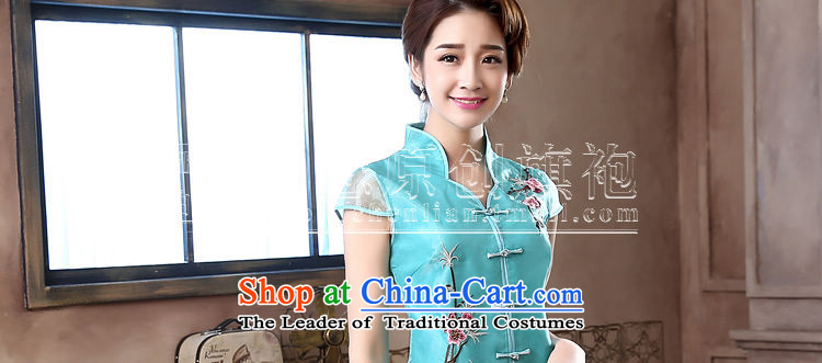Morning new qipao Land summer short of improvement and Stylish retro CHINESE CHEONGSAM short-sleeved T-shirt OSCE root yarn embroidery black L picture, prices, brand platters! The elections are supplied in the national character of distribution, so action, buy now enjoy more preferential! As soon as possible.