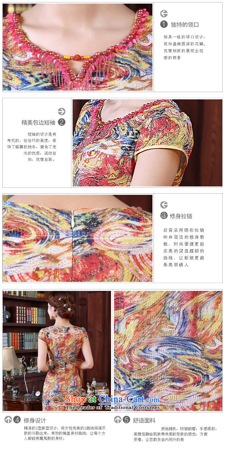Land 2015 summer morning new improved Stylish retro short of cheongsam dress beaded lace daily female skirt orange XL Photo, prices, brand platters! The elections are supplied in the national character of distribution, so action, buy now enjoy more preferential! As soon as possible.