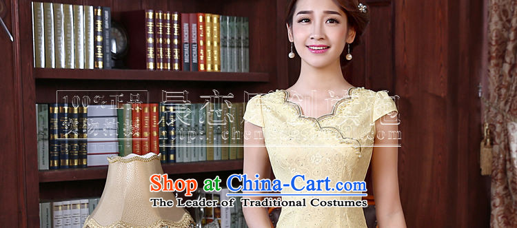Land 2014 New Morning Summer Stylish retro short of improved cheongsam dress Tang dynasty yellow V-Neck Soubrette Yellow XL Photo, prices, brand platters! The elections are supplied in the national character of distribution, so action, buy now enjoy more preferential! As soon as possible.