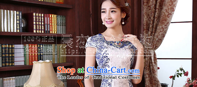Land 2015 summer morning new improved Stylish retro short of Qipao U collar daily Female dress blue blue 155/S land prices, pictures, brand platters! The elections are supplied in the national character of distribution, so action, buy now enjoy more preferential! As soon as possible.