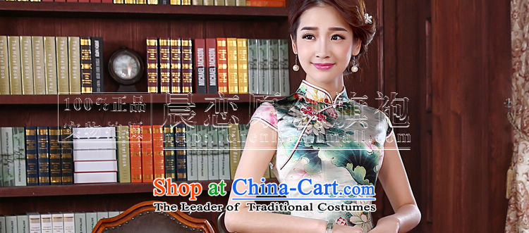 The new land morning 2015 summer short of improvement and Stylish retro double herbs extract silk CHINESE CHEONGSAM Ching-lin green XL Photo, prices, brand platters! The elections are supplied in the national character of distribution, so action, buy now enjoy more preferential! As soon as possible.