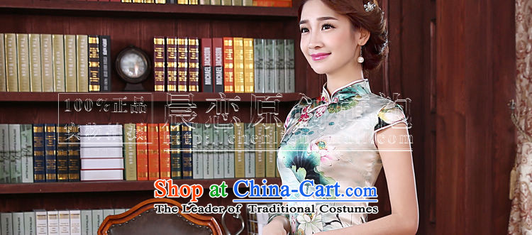 The new land morning 2015 summer short of improvement and Stylish retro double herbs extract silk CHINESE CHEONGSAM Ching-lin green XL Photo, prices, brand platters! The elections are supplied in the national character of distribution, so action, buy now enjoy more preferential! As soon as possible.