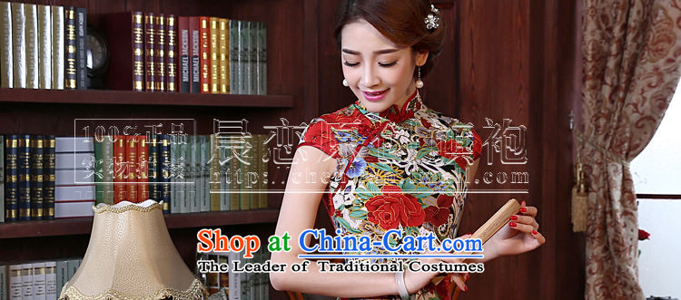 Land 2015 summer morning new Stylish retro short of improved cheongsam dress Chinese daily cotton linen dresses red L picture, prices, brand platters! The elections are supplied in the national character of distribution, so action, buy now enjoy more preferential! As soon as possible.