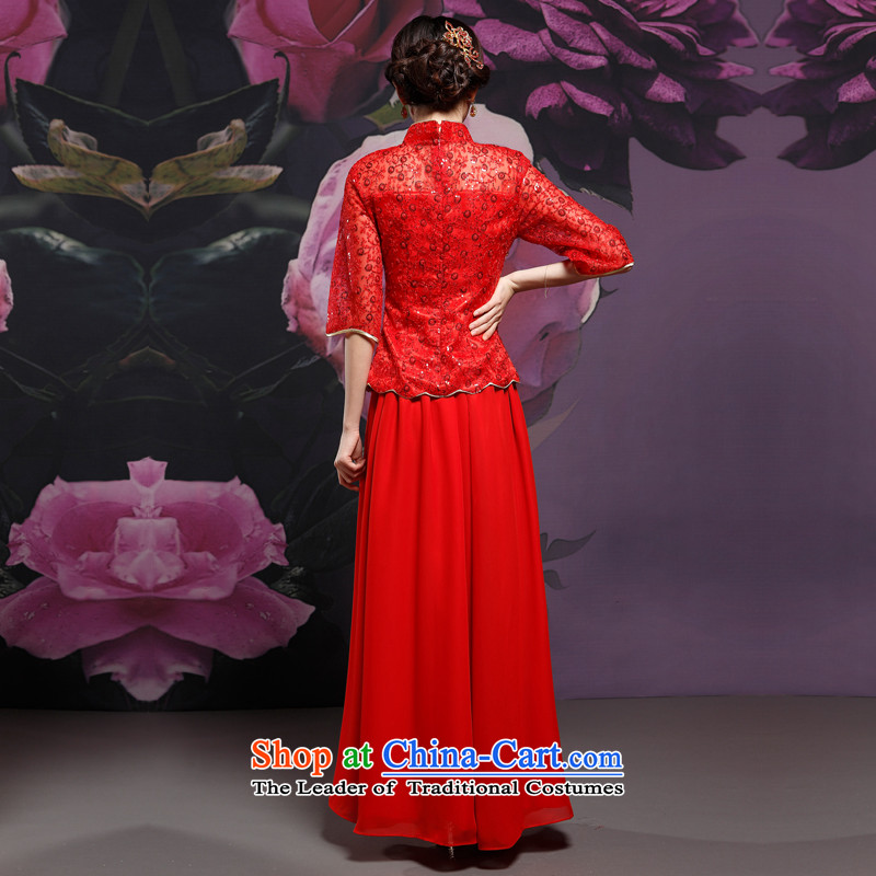 Recalling that the new hates makeup and CHINESE CHEONGSAM long-sleeved clothing at the marriage of improved services and stylish bride cheongsam dress Q14717 drink red XL, recalling that hates makeup and shopping on the Internet has been pressed.