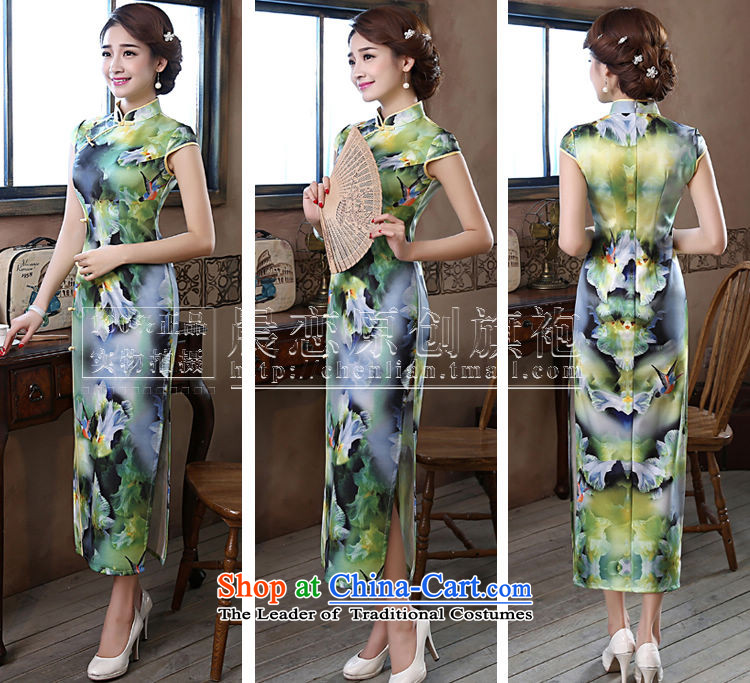 Land 2015 summer morning new improved Stylish retro long cheongsam dress lace daily female skirt green edge green XL Photo, prices, brand platters! The elections are supplied in the national character of distribution, so action, buy now enjoy more preferential! As soon as possible.