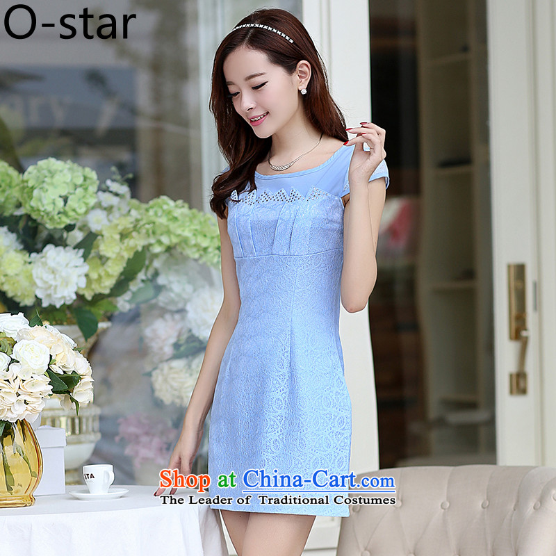 2015 Summer o-star new women's dresses improved stylish and elegant Dress Short, Sepia daily cotton qipao gown blue Xl,o-star,,, shopping on the Internet