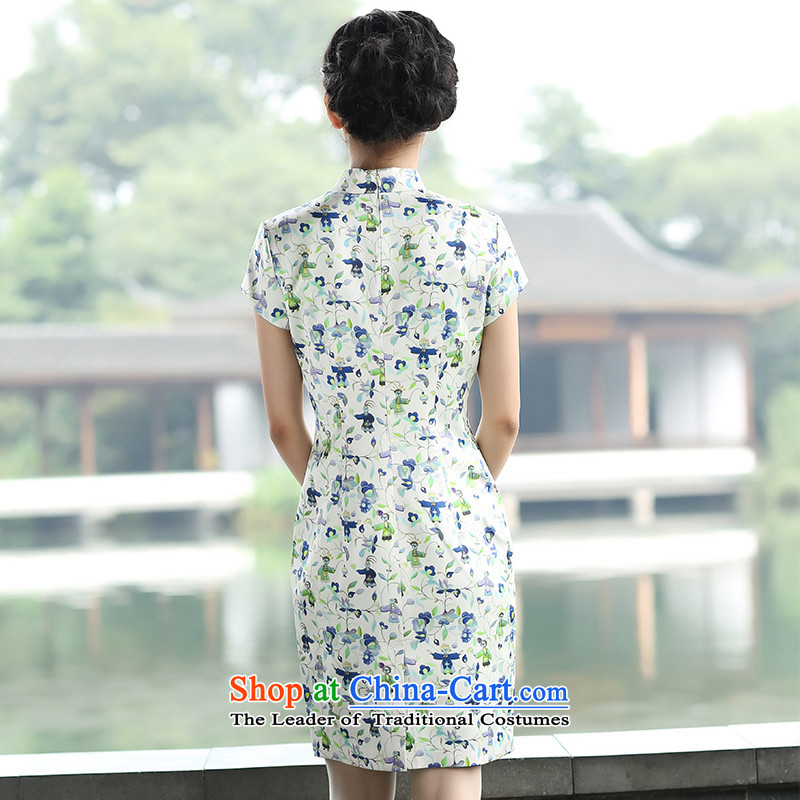 The Ottoman 2015 new stylish stamp qipao herbs extract elegant qipao first Sau San Chai (M) has been pressed siman shopping on the Internet