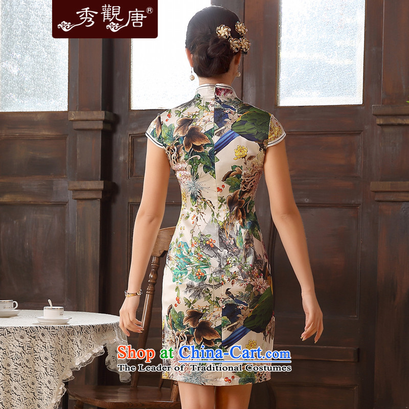 [Sau Kwun Tong] incense new 2015 Lam qipao summer herbs extract female retro silk cheongsam dress improved Suit M, Sau Kwun Tong shopping on the Internet has been pressed.