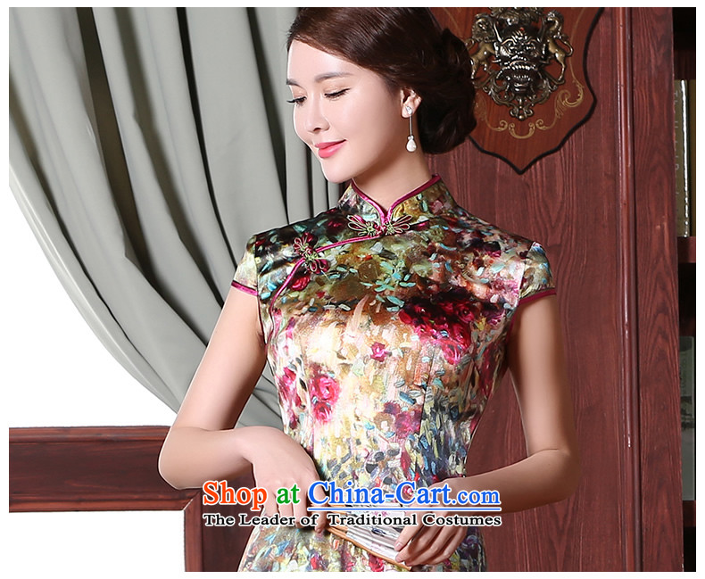 [Sau Kwun Tong] obsessed with Silk Cheongsam Summer 2015 New floral stamp cheongsam dress suit S pictures, QD5301 price, brand platters! The elections are supplied in the national character of distribution, so action, buy now enjoy more preferential! As soon as possible.