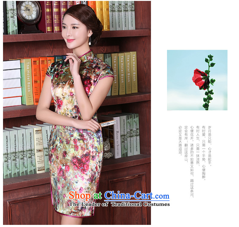 [Sau Kwun Tong] obsessed with Silk Cheongsam Summer 2015 New floral stamp cheongsam dress suit S pictures, QD5301 price, brand platters! The elections are supplied in the national character of distribution, so action, buy now enjoy more preferential! As soon as possible.