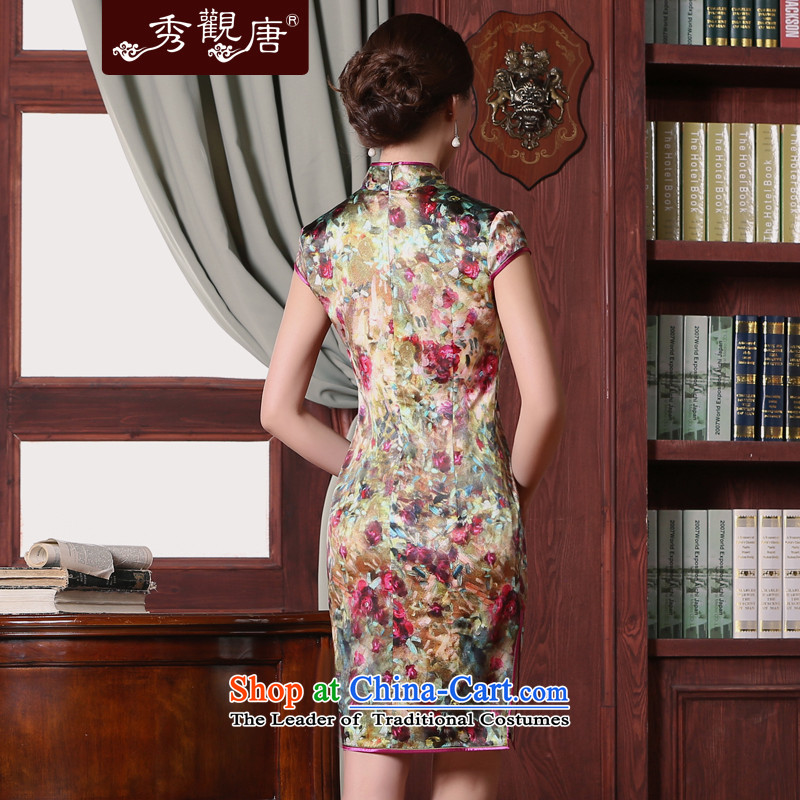 [Sau Kwun Tong] obsessed with Silk Cheongsam Summer 2015 New floral stamp cheongsam dress suit S, Soo-View QD5301 TANG , , , shopping on the Internet