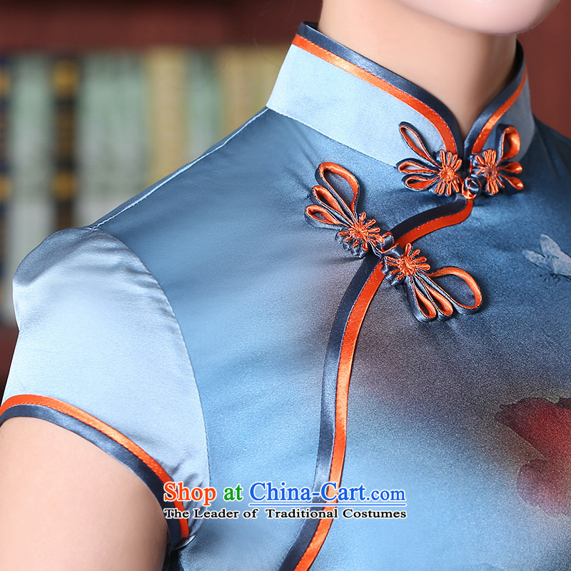 [Sau Kwun Tong] of Silk Cheongsam Yue Summer 2015 new improved Stylish retro cheongsam dress suit , L-soo, QD5402 TANG , , , shopping on the Internet