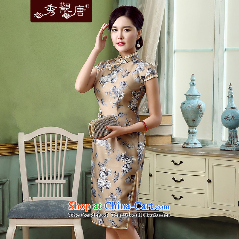 [Sau Kwun Tong] one of the 2015 Summer new lady in long retro qipao qipao QD5318 improved brown XL, Sau Kwun Tong shopping on the Internet has been pressed.