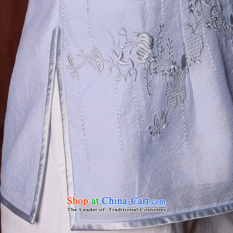 [Sau Kwun Tong] Priority Club 2015 Summer Sin New Tang Blouses Chinese Tang dynasty improved female light blue XXL, Sau Kwun Tong shopping on the Internet has been pressed.