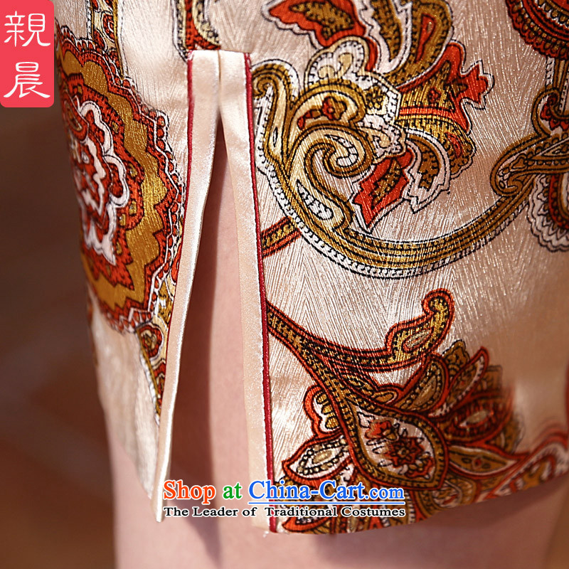 The pro-am daily new 2015 retro improvement and the relatively short time of herbs extract silk cheongsam dress upscale dresses, pro-am 2XL, short shopping on the Internet has been pressed.