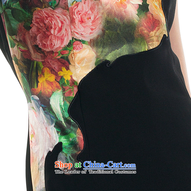 The MOZEN2015 wood really spring and summer new Chinese collar Sau San silk embroidery stamp affixed to the 43086 01 black S qipao wood really a , , , shopping on the Internet