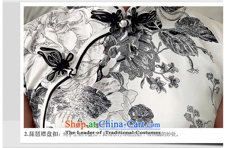 [Sau Kwun Tong] Summer Night Flower Summer 2015 new upscale Silk Cheongsam retro women's dresses gray and white XL Photo, prices, brand platters! The elections are supplied in the national character of distribution, so action, buy now enjoy more preferential! As soon as possible.