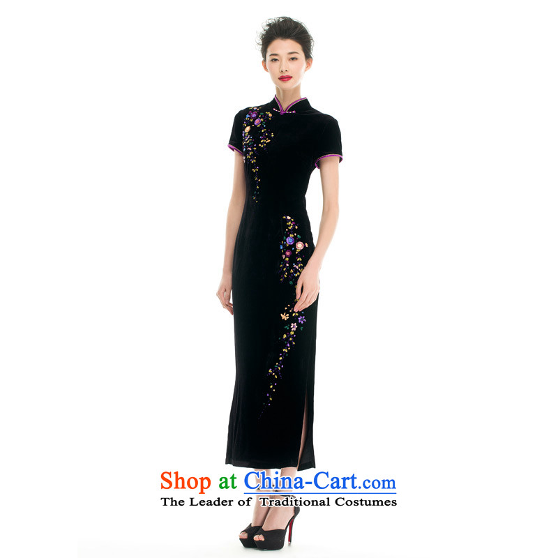 Wooden spring and summer of 2015 really new Chinese collar repair your hand tie really long cheongsam mom with velvet 43205 CHASSIS 01 black wood really a , , , Xxl(a), shopping on the Internet