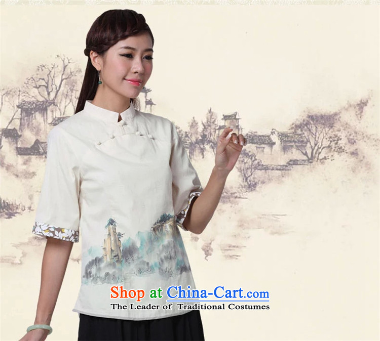 No. of Ramadan Chinese cotton linen Tang Tang Women's clothes China wind retro female in the short-sleeved T-shirt qipao raw load color M brand, prices, picture platters! The elections are supplied in the national character of distribution, so action, buy now enjoy more preferential! As soon as possible.