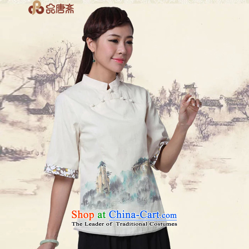No. of Ramadan Chinese cotton linen Tang Tang Women's clothes China wind retro female in the short-sleeved T-shirt qipao raw load color M Tang Ramadan , , , No. shopping on the Internet