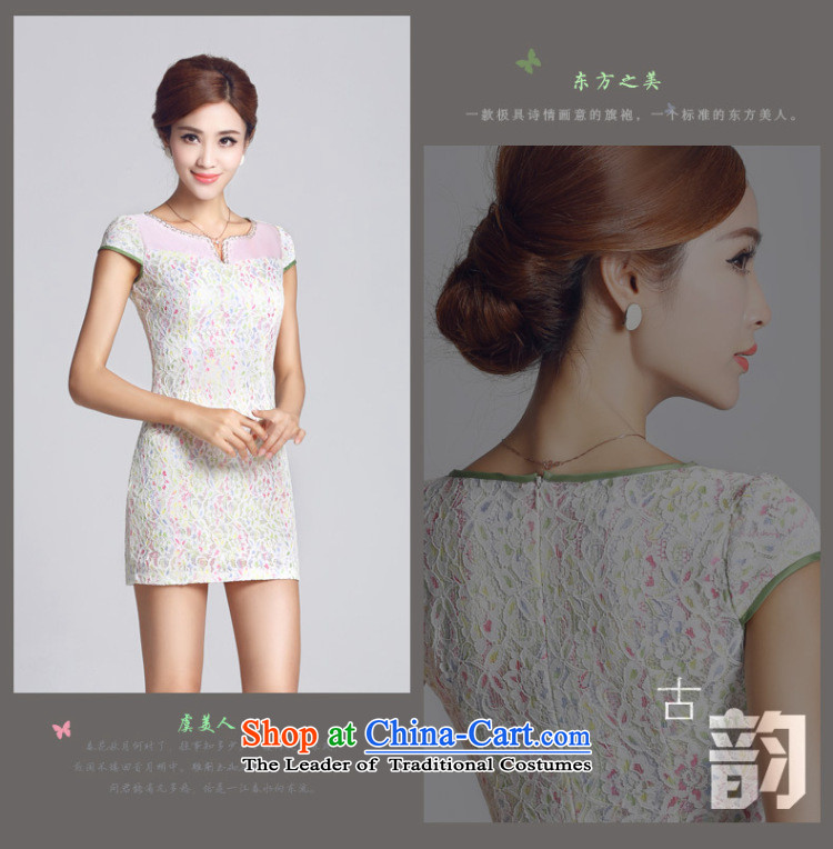 In accordance with the American, lace pattern improved women's dress qipao short daily gentlewoman LYE66605 white S picture, prices, brand platters! The elections are supplied in the national character of distribution, so action, buy now enjoy more preferential! As soon as possible.