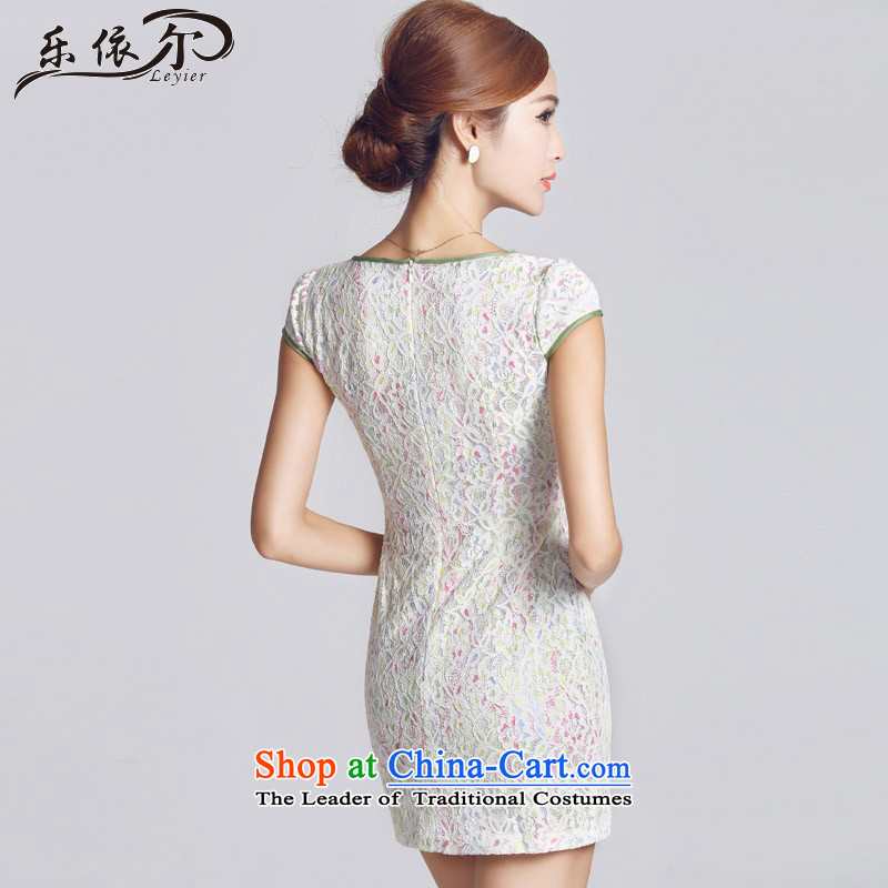 In accordance with the American, lace pattern improved women's dress qipao short daily gentlewoman LYE66605 white , in accordance with the (leyier Lok) , , , shopping on the Internet