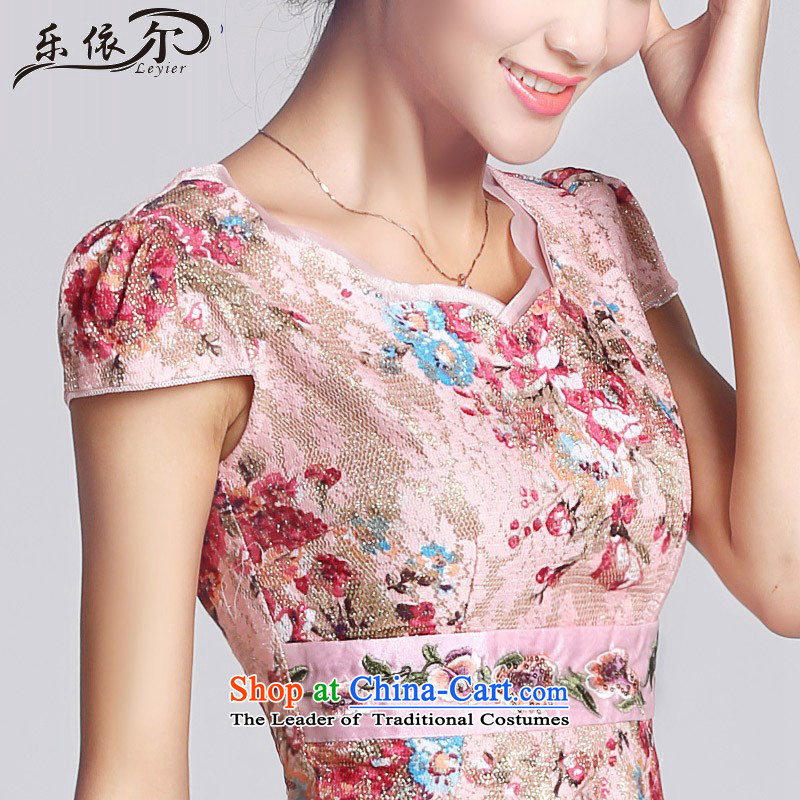 In accordance with the American lady's classical antique flower embroidery daily qipao cheongsam dress LYE33306 short green XL, in accordance with the (leyier Lok) , , , shopping on the Internet
