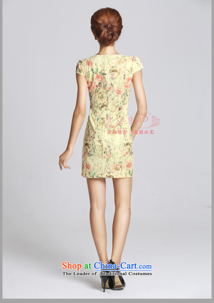 In accordance with the American's retro embroidery flower girl short of qipao cheongsam dress LYE33308 daily Sau San apricot M brand, prices, picture platters! The elections are supplied in the national character of distribution, so action, buy now enjoy more preferential! As soon as possible.