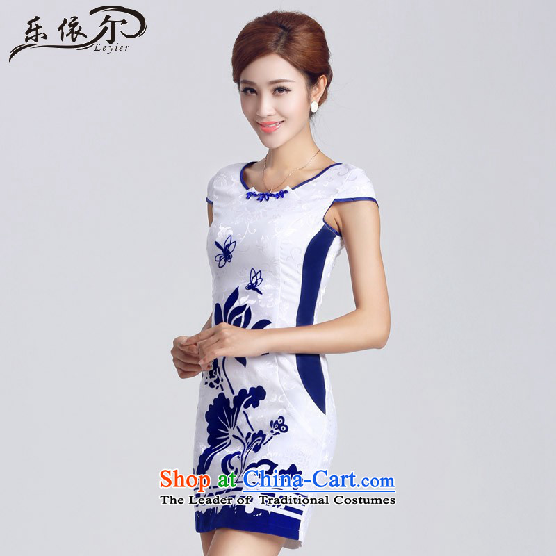 In accordance with the American female's improved lady qipao short skirt elegant furnished in a classic style qipao_ Daily LYE33302 White?XL