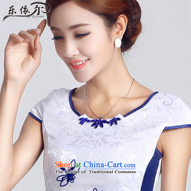 In accordance with the American female's improved lady qipao short skirt elegant furnished in a classic style qipao) day-to-day in accordance with the American LYE33302 White XL, (leyier) , , , shopping on the Internet
