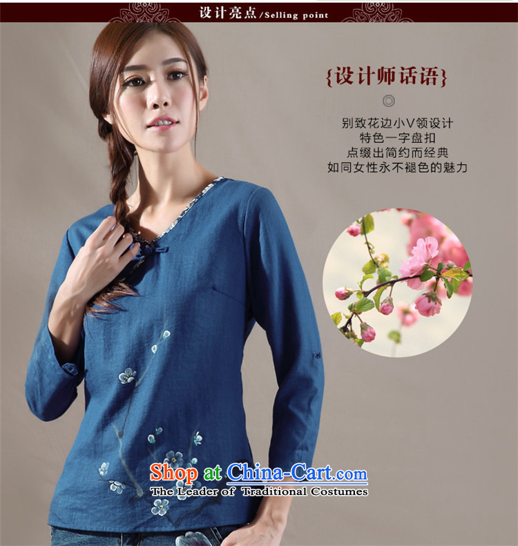 Tang Tang Dynasty Ramadan No. female new national, the autumn wind retro women improved Han-blue long-sleeved shirt L picture, prices, brand platters! The elections are supplied in the national character of distribution, so action, buy now enjoy more preferential! As soon as possible.