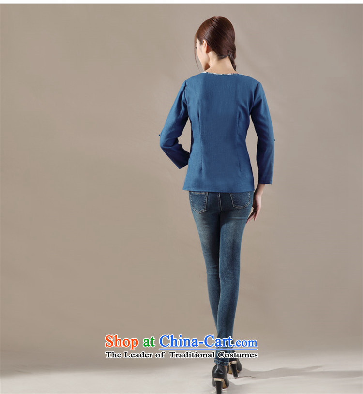 Tang Tang Dynasty Ramadan No. female new national, the autumn wind retro women improved Han-blue long-sleeved shirt L picture, prices, brand platters! The elections are supplied in the national character of distribution, so action, buy now enjoy more preferential! As soon as possible.