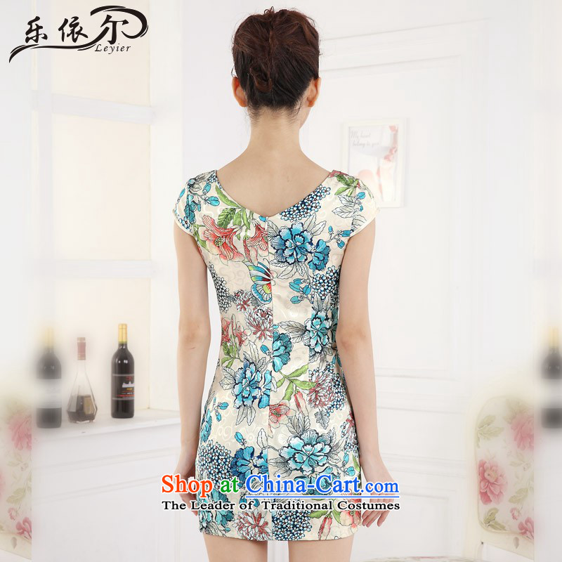 In accordance with the American short cheongsam dress female retro stamp improved embroidery girls qipao LYE66610 daily green L, in accordance with the (leyier Lok) , , , shopping on the Internet