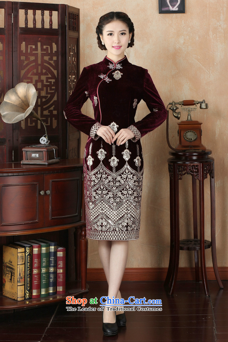 C.o.d. Jie in spring and autumn, women's elegant retro-clip embroidery manually collar velvet cheongsam purple XXL picture, prices, brand platters! The elections are supplied in the national character of distribution, so action, buy now enjoy more preferential! As soon as possible.