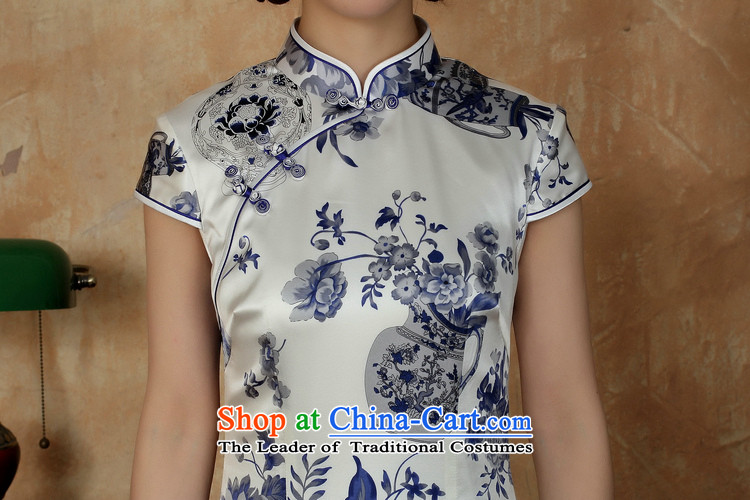 C.o.d. Jie, new in women's summer elegant collar manually tray clip porcelain short-sleeved silk dresses qipao porcelain M picture, prices, brand platters! The elections are supplied in the national character of distribution, so action, buy now enjoy more preferential! As soon as possible.