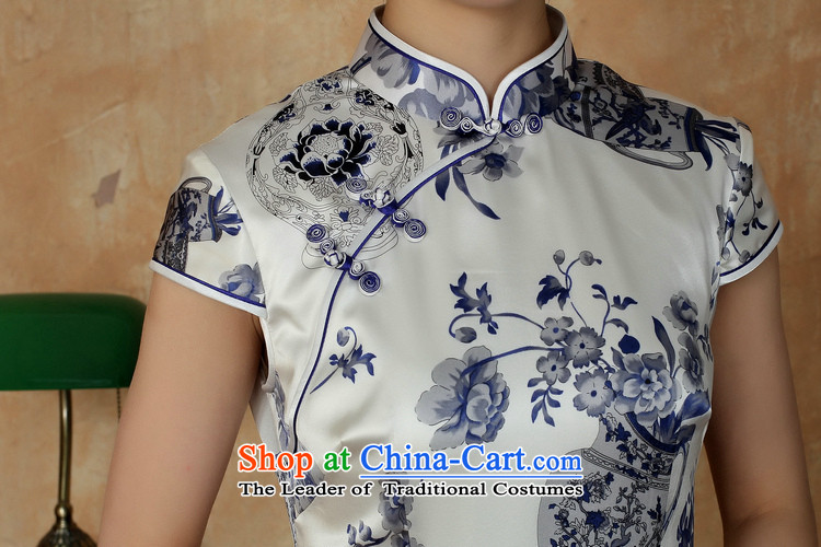 C.o.d. Jie, new in women's summer elegant collar manually tray clip porcelain short-sleeved silk dresses qipao porcelain M picture, prices, brand platters! The elections are supplied in the national character of distribution, so action, buy now enjoy more preferential! As soon as possible.