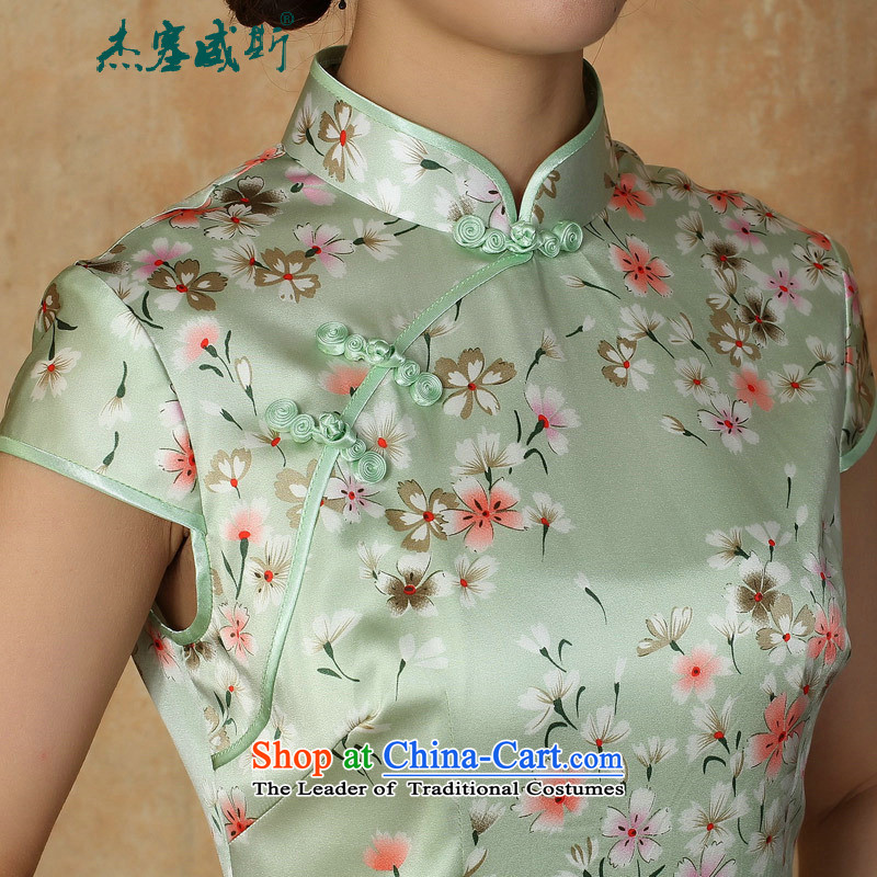 C.o.d. Jie, new in women's summer lady stamp collar short-sleeved tie up manually dresses qipao small Phillips-head of Jericho, XL, , , , shopping on the Internet