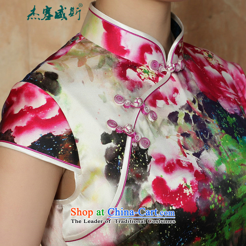 C.o.d. Jie of the new summer female elegant Sau San disk detained collar manually stamp short-sleeved dresses qipao figure , L, Cheng Kejie, the , , , shopping on the Internet