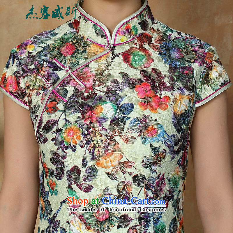 C.o.d. Jie of the new summer female stamp Sau San collar manually deduction elegant short-sleeved dresses qipao XXL, figure in Wisconsin, , , , Jie shopping on the Internet