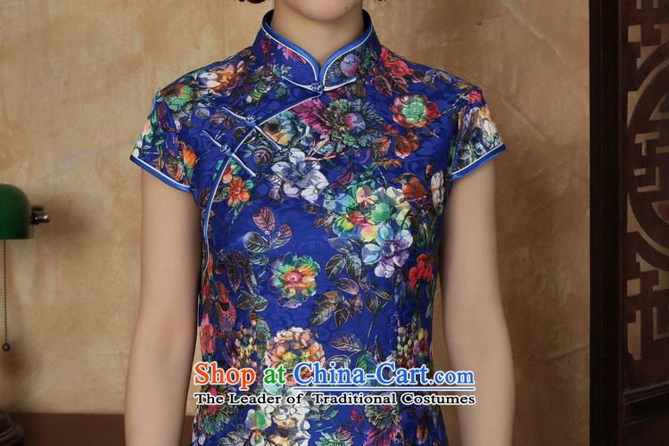 C.o.d. Jie, new in women's summer stamp lace collar short-sleeved detained manually dresses blue qipao L picture, prices, brand platters! The elections are supplied in the national character of distribution, so action, buy now enjoy more preferential! As soon as possible.