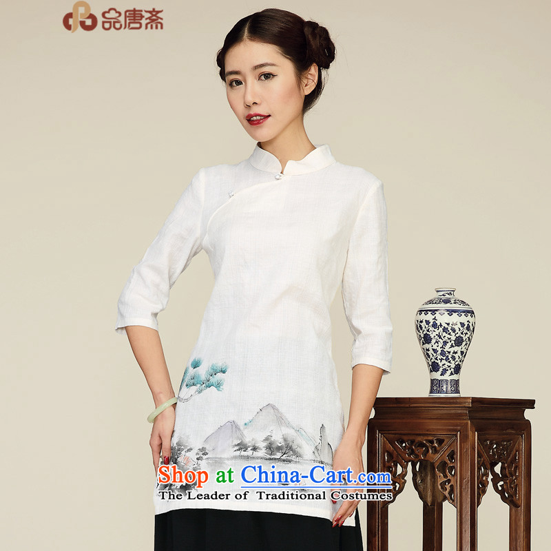 No. of Ramadan 2015 Ms. Tang Chinese clothing in long Spring Antique New fifth improvement Han-sleeved shirt qipao apricot?M