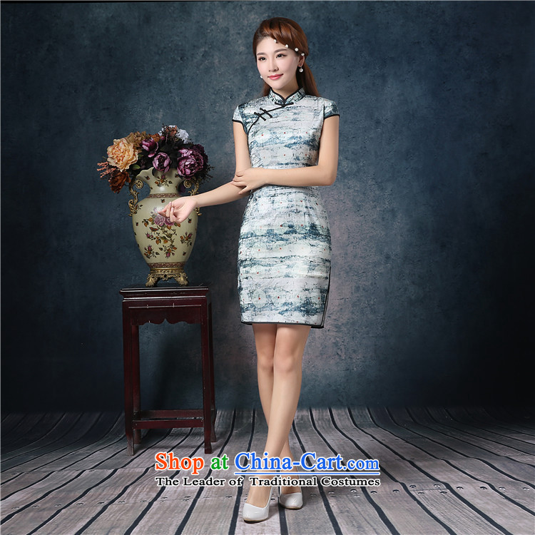 The five senses figure new 2015 China wind daily stylish upmarket Korean population of the Sau San improved qipao gown WGT85072 short skirt picture color pictures, prices, XXL brand platters! The elections are supplied in the national character of distribution, so action, buy now enjoy more preferential! As soon as possible.