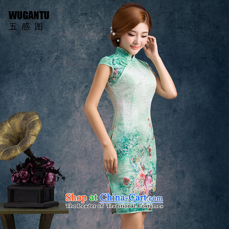Five-sense new improvements 2015 figure Stylish retro lace qipao gown, short upscale lace dresses WGT75003 Black XL, five-sense figure (WUGANTU) , , , shopping on the Internet
