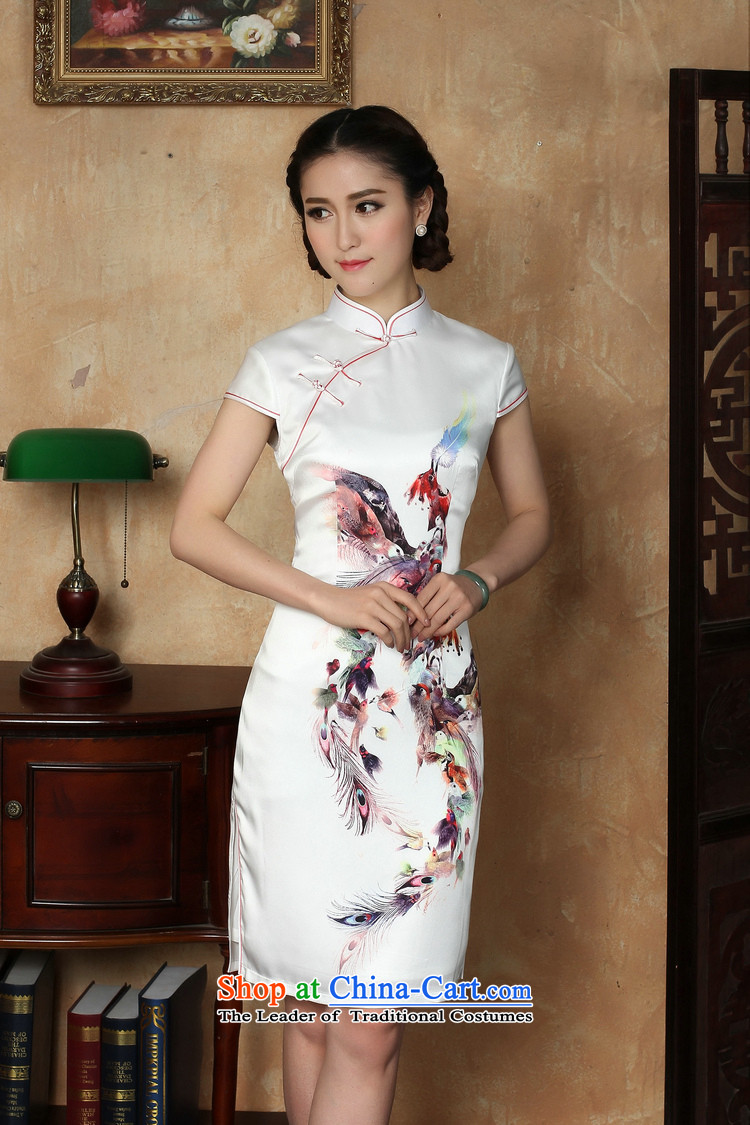C.o.d. Jie of the new summer female stamp collar manually short-sleeved detained dresses qipao  Y5129 small Phoenix white L pictures, prices, brand platters! The elections are supplied in the national character of distribution, so action, buy now enjoy more preferential! As soon as possible.