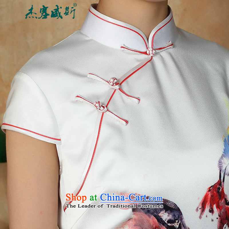 C.o.d. Jie of the new summer female stamp collar manually short-sleeved detained dresses qipao  Y5129 small white L, Cheng Kejie in Phoenix, , , , shopping on the Internet