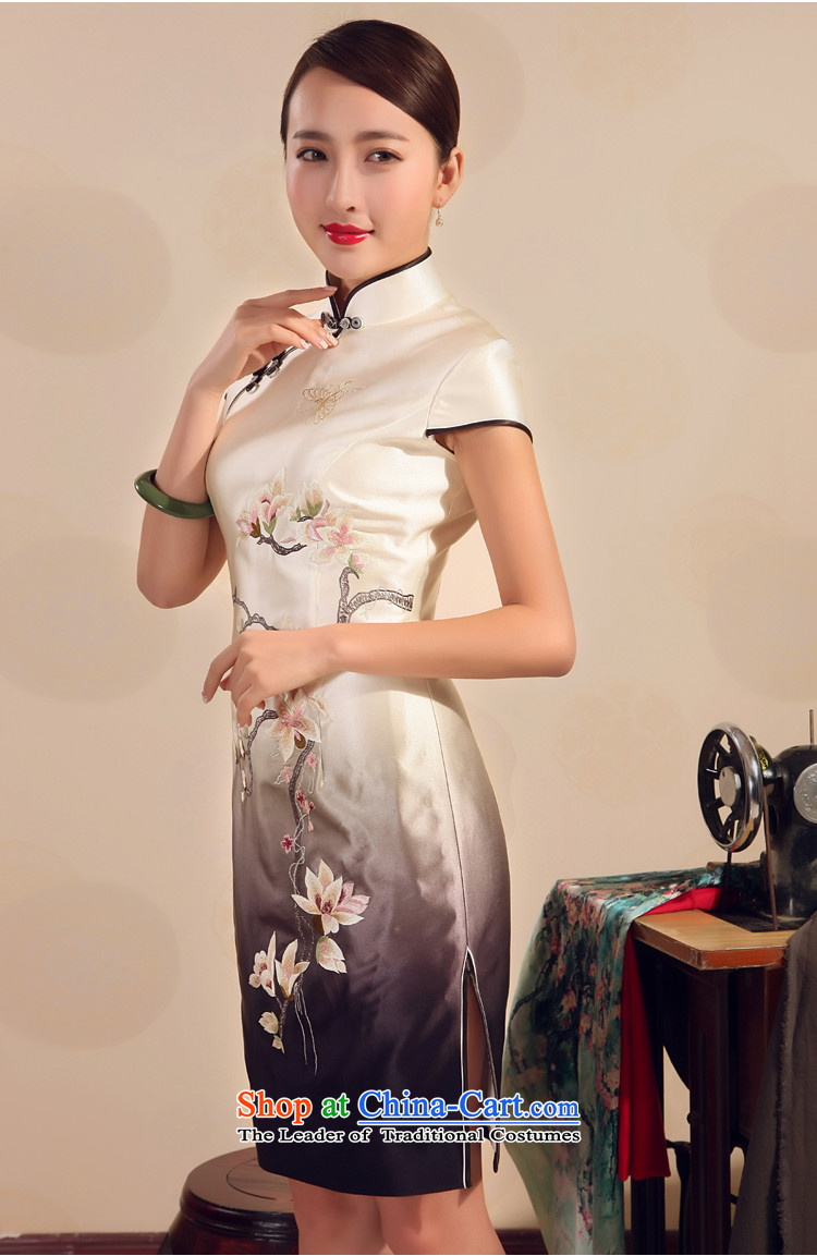 Love of birds 2015 new summer qipao skirt improved stylish heavyweight silk embroidery short of cheongsam dress White M picture, prices, brand platters! The elections are supplied in the national character of distribution, so action, buy now enjoy more preferential! As soon as possible.